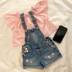 Zara Kids Short Denim Overalls